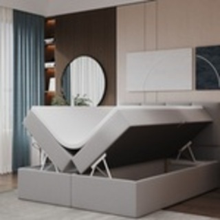 Boxspring met opbergfunctie, 140×200, Donker grijs